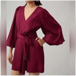 - $170 Anthropologie Farm Rio Bell-Sleeve Romper size Small Plum color  NWT